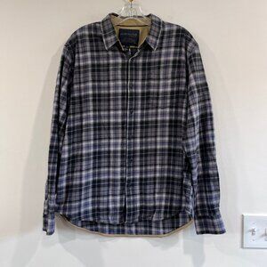 Jachs NY Men's Grey/Black Plaid Long Sleeve Flannel Button-Down Shirt Large NWT